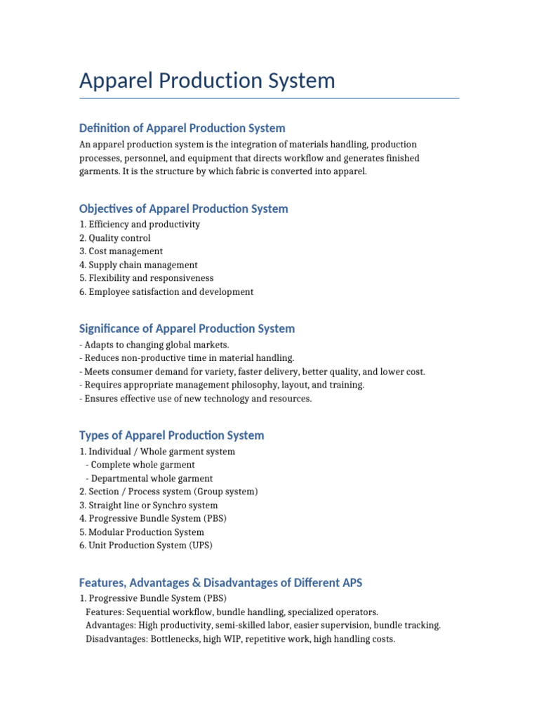 Apparel Production System Overview | PDF | Clothing | Economies