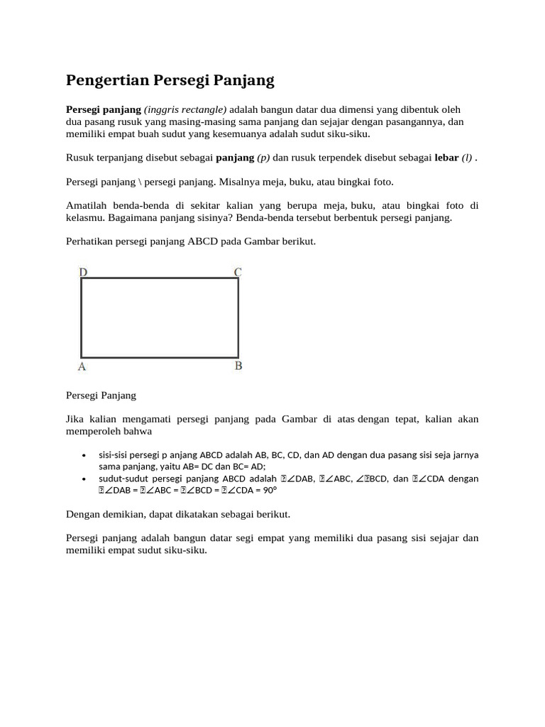 Pengertian dan Rumus Persegi Panjang | PDF