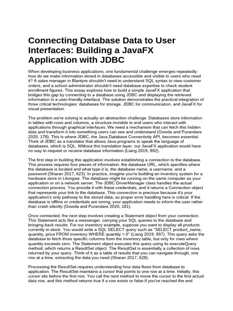 JavaFX JDBC Database Integration Guide | PDF | Databases | Information ...