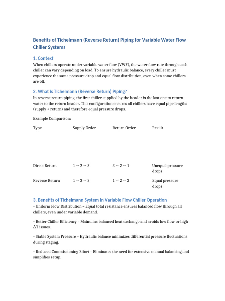 Benefits of Tichelmann Reverse Return Piping | PDF | Chemical ...