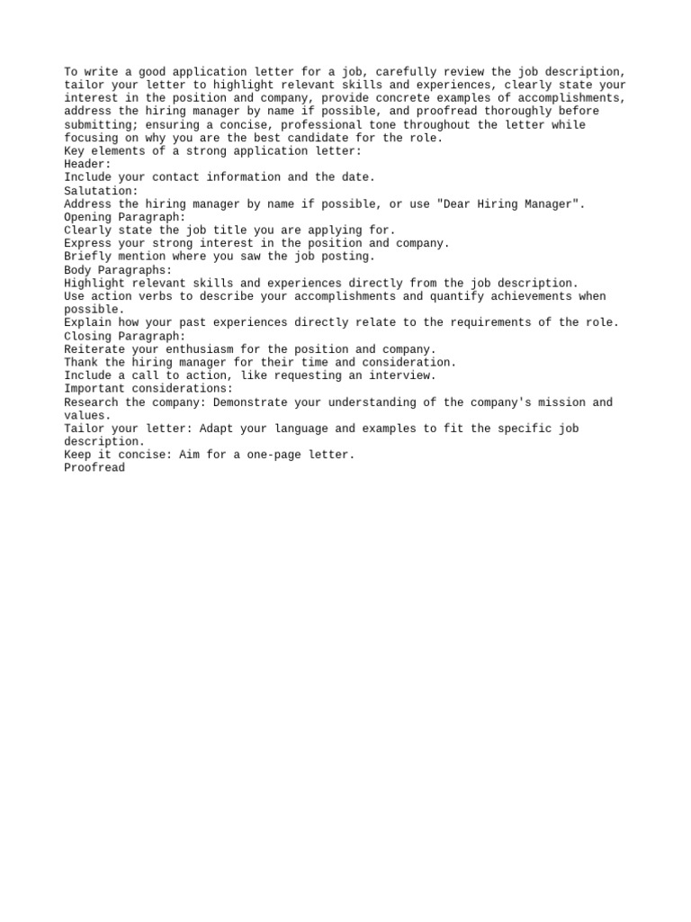 How to Write a Winning Job Application Letter | PDF
