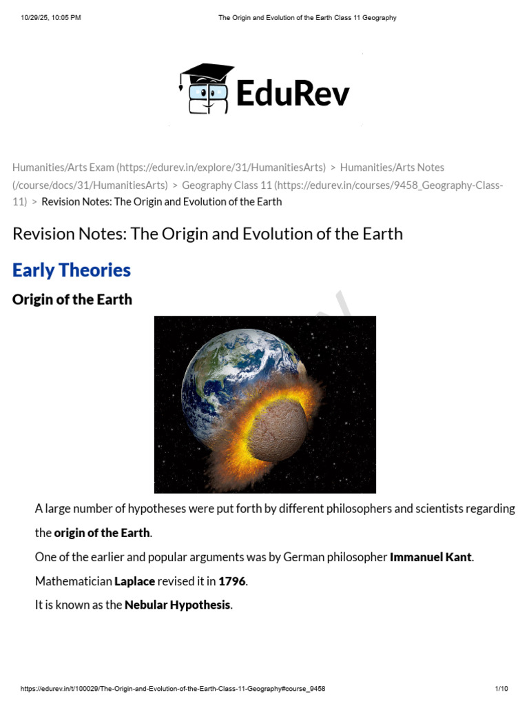 Earth Origin and Evolution Notes | PDF | Earth | Atmosphere