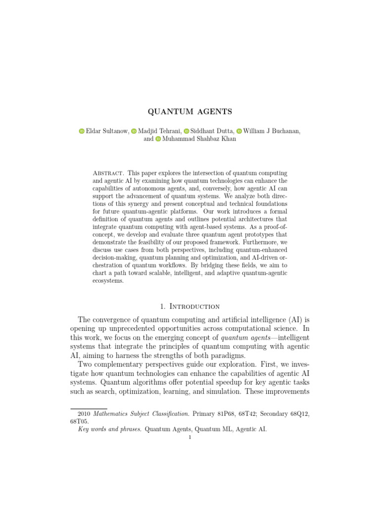 Quantum_Agents | PDF | Quantum Computing | Artificial Intelligence