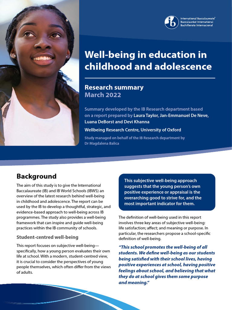 Enhancing Student Well-Being in Schools | PDF | Well Being ...