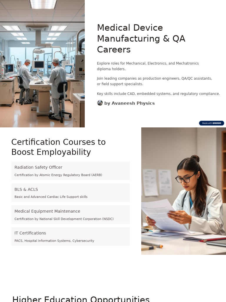 Medical Device Careers & Certifications | PDF | Medical Device | Health ...