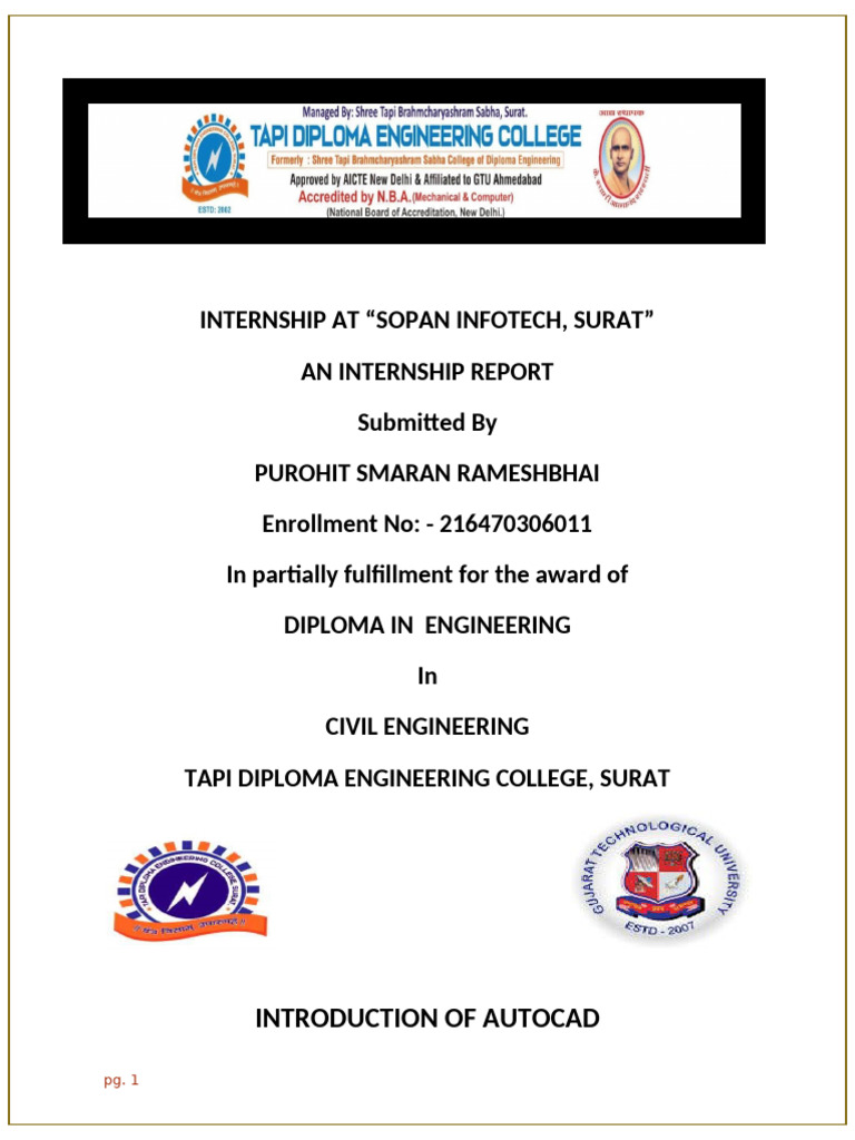 Internship Report: AutoCAD in Civil Engineering | PDF