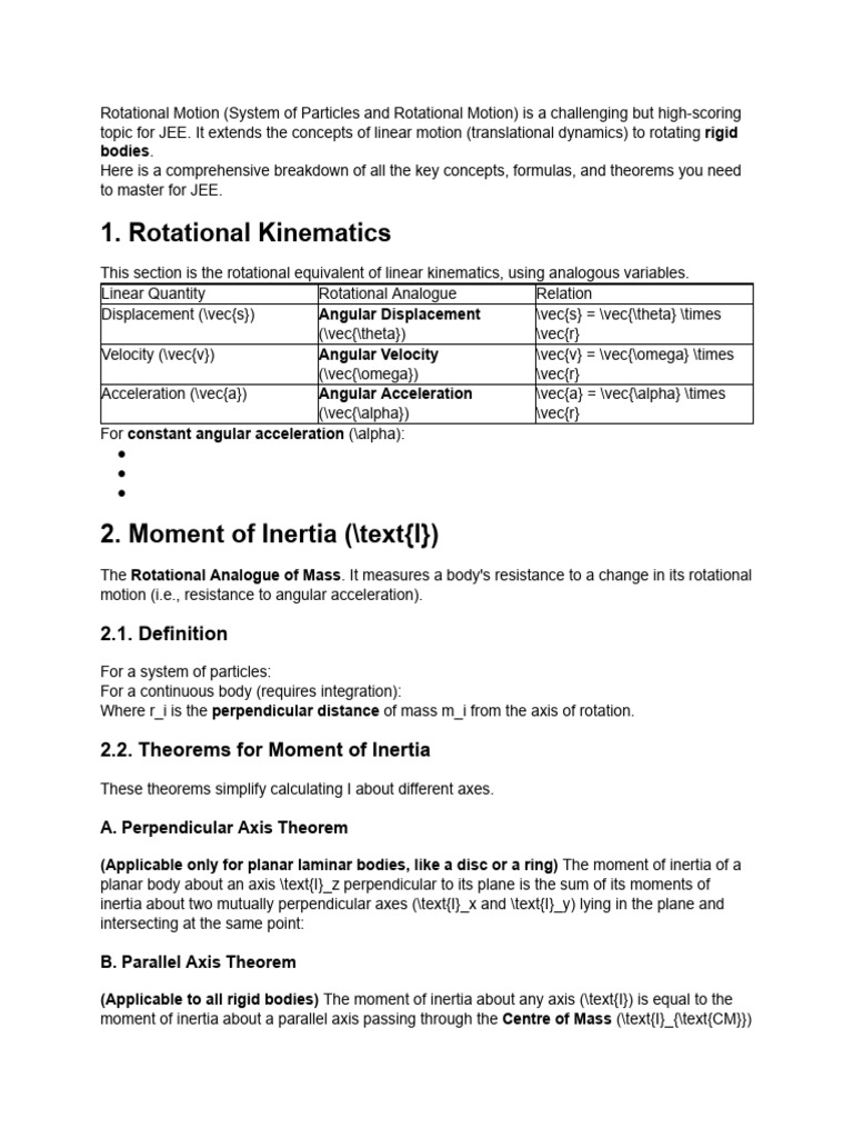 Mastering Rotational Motion for JEE | PDF | Rotation Around A Fixed ...
