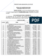 Classificação Concurso 2012