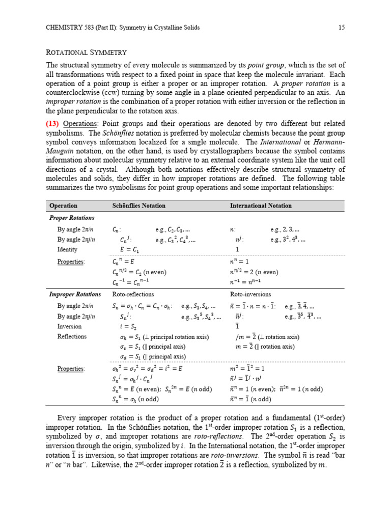 Symmetry Operations in Crystalline Solids | PDF | Rotation | Group ...