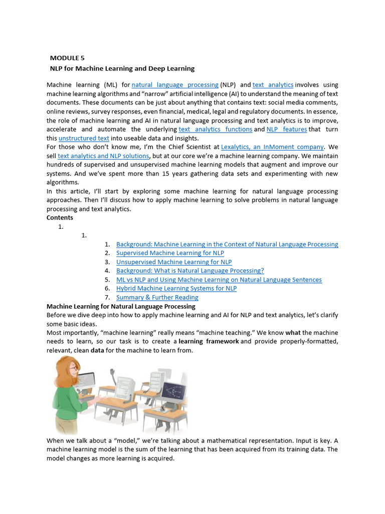 Machine Learning for NLP Insights | PDF | Deep Learning | Machine Learning