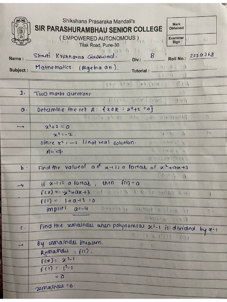 Shruti Gaikwad Maths Assignment | PDF | Mathematics