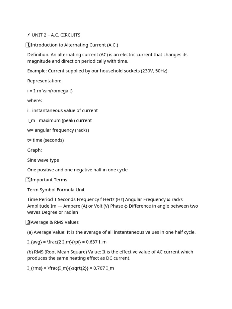 UNIT_2_A (1) | PDF | Root Mean Square | Ac Power