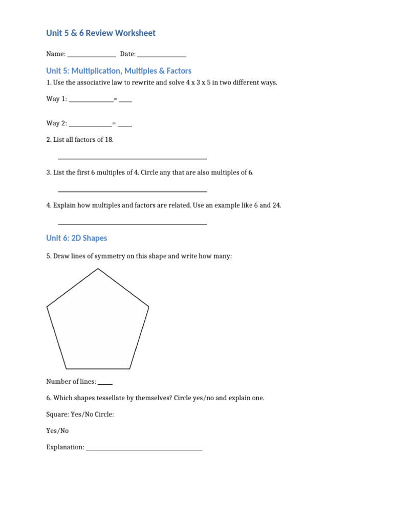 Week 11 - Unit 5 6 Review Worksheet LMS | PDF