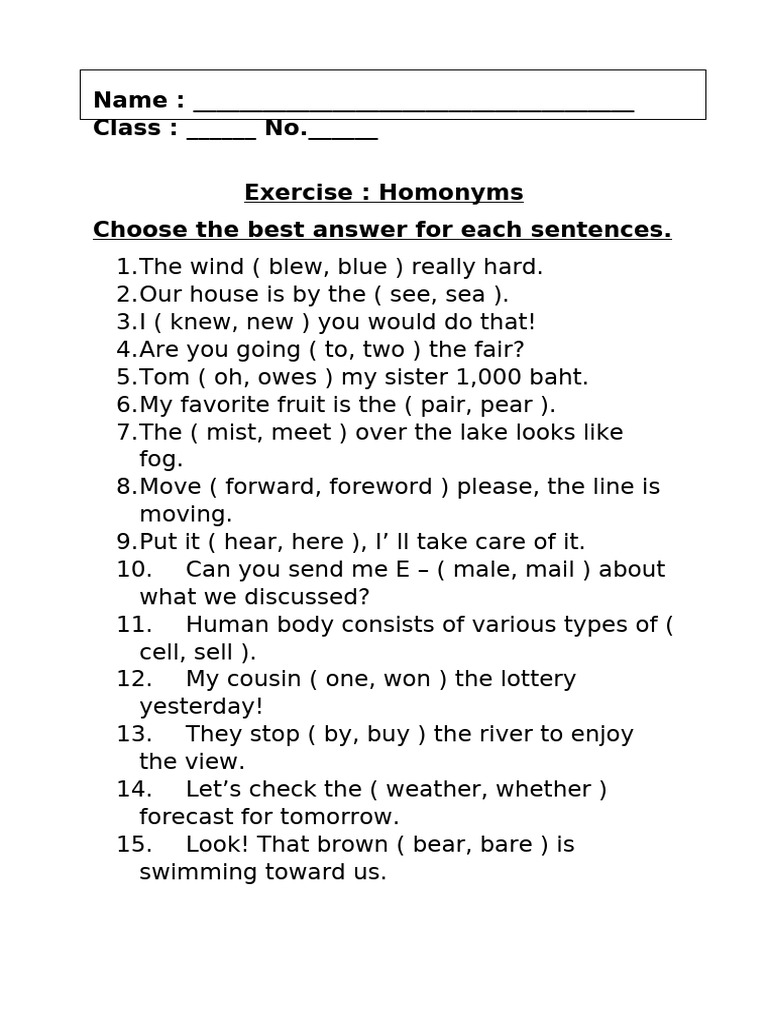 Homonyms | PDF