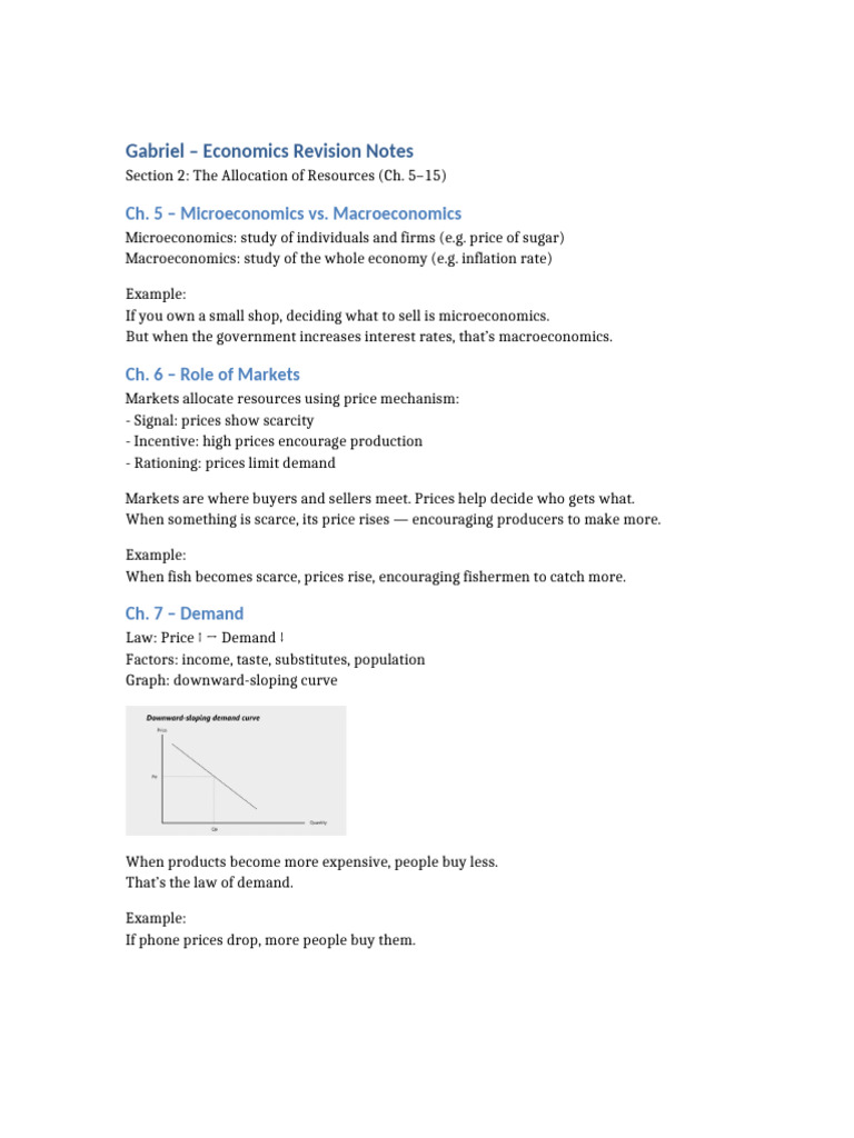 Economics Resource Allocation Notes | PDF | Demand | Supply (Economics)