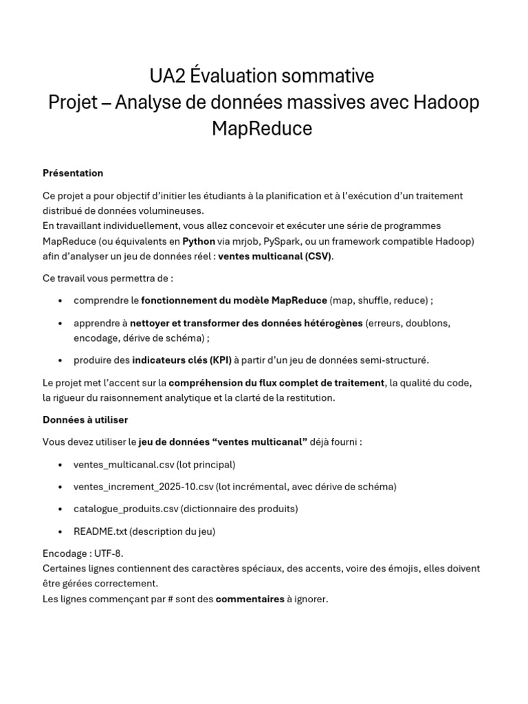 Projet Hadoop : Analyse des ventes CSV | PDF | MapReduce | Python ...