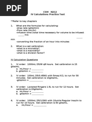 Ivcalcpractest Intravenous Therapy Calibration