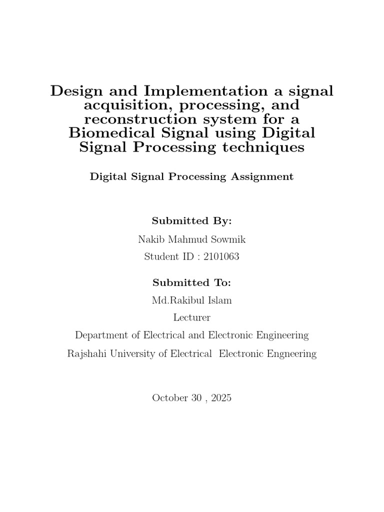 DSP Assignment | PDF | Sampling (Signal Processing) | Digital Signal ...