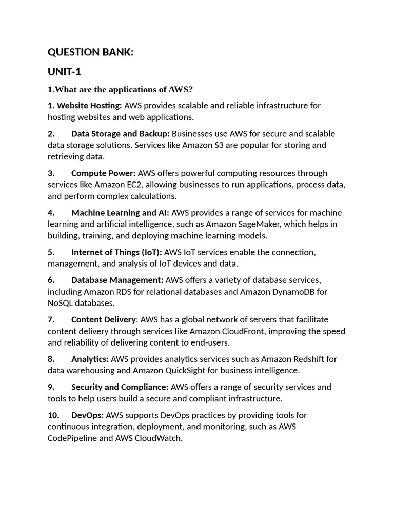 Devops Question Bank Unit-1 | PDF | Cloud Computing | Amazon Web Services