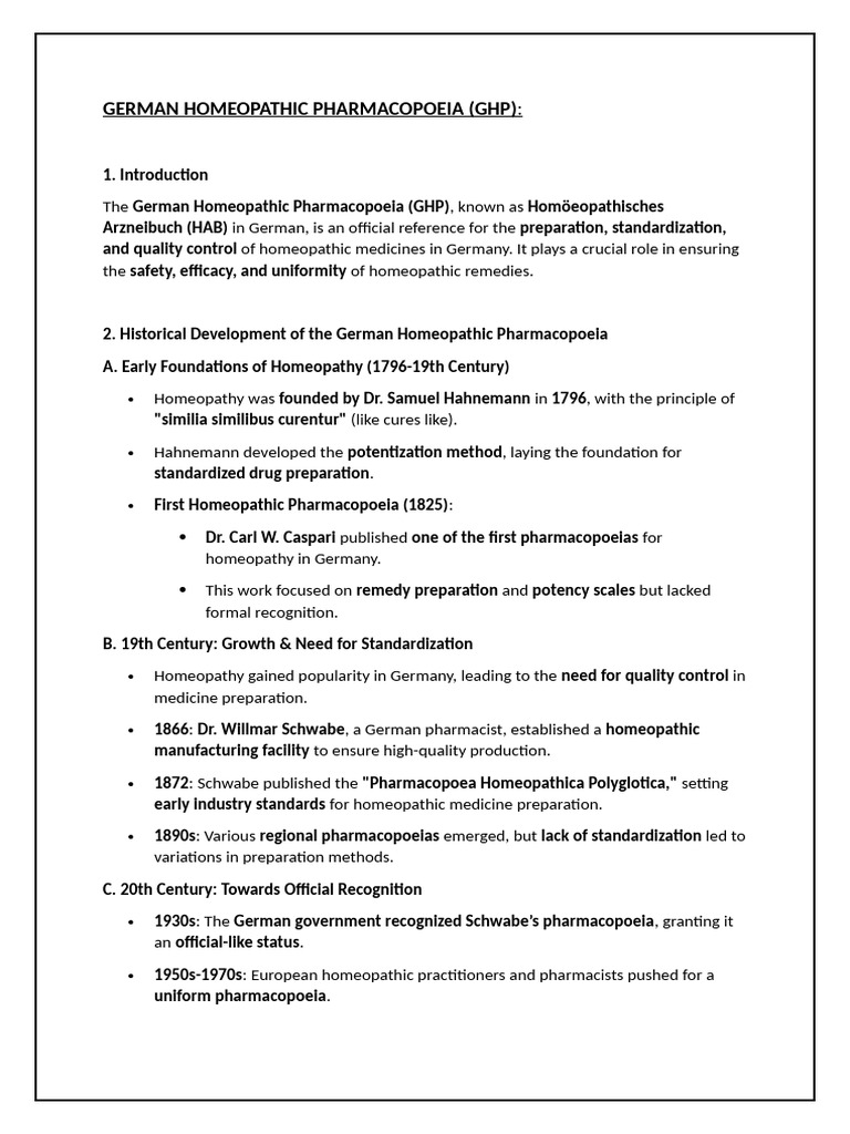 German Homeopathic Pharmacopoeia Overview | PDF | Homeopathy | Health Care