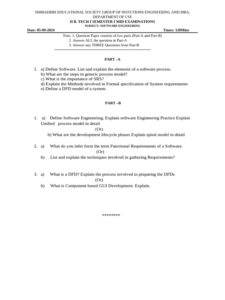 Ii B. Tech I Semester I Mid Examinations Date: 05-09-2024 Times ...