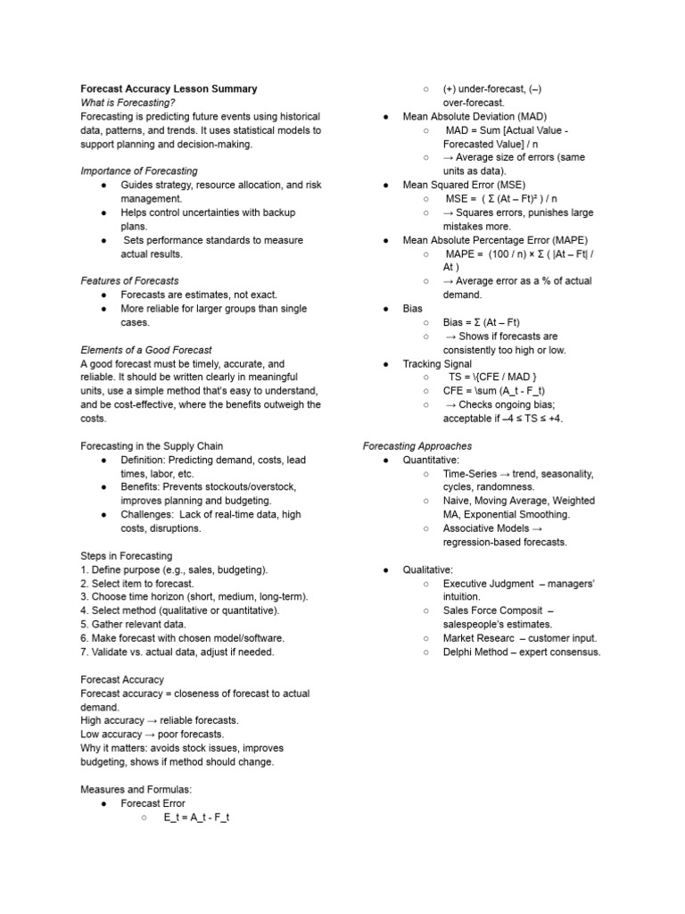Summary | PDF | Forecasting | Standard Deviation