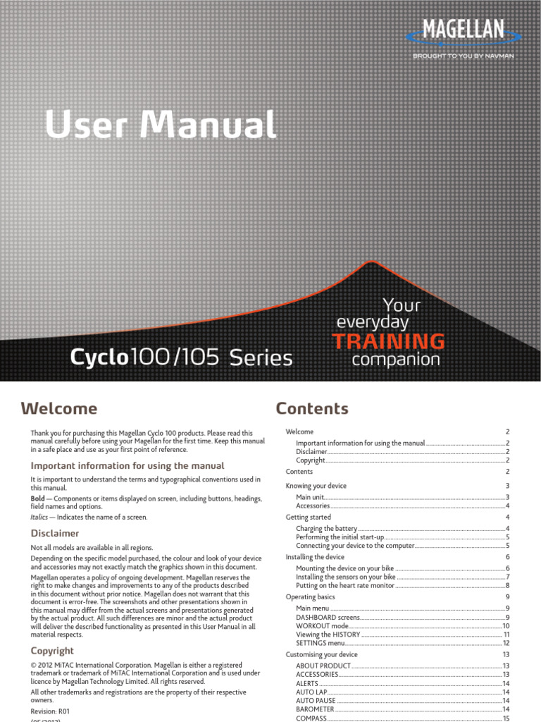 Magellan Cyclo 100 User Manual | PDF