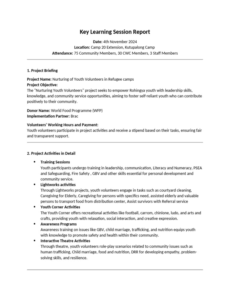 Key Learning Session Report Camp-20Ext[1] | PDF