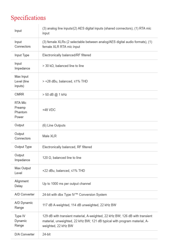 Audio Interface Specifications Overview | PDF
