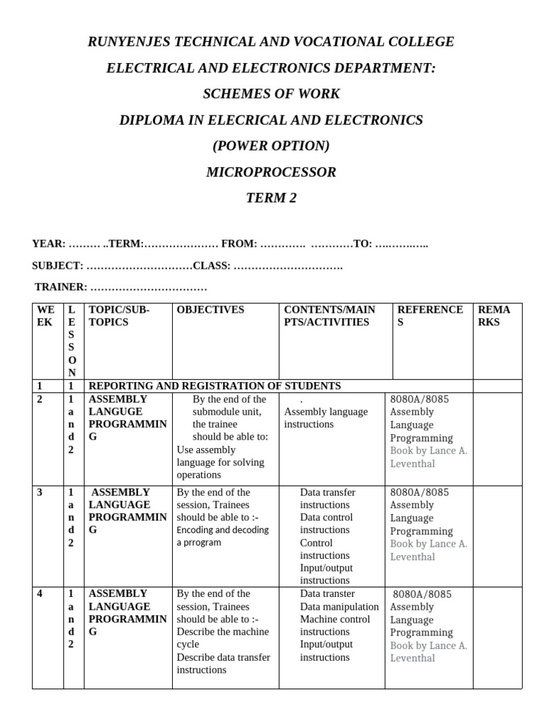 Electrical Diploma Microprocessor Curriculum | PDF | Input/Output ...