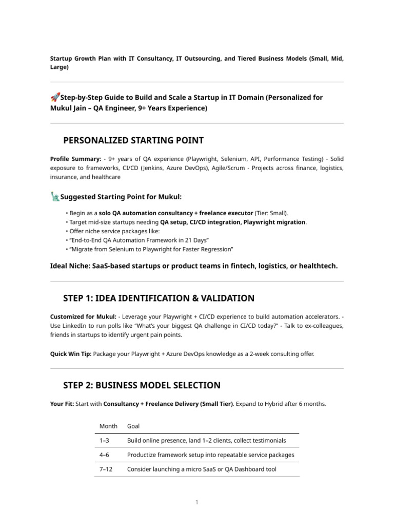 Startup Growth Plan for IT Consultancy | PDF | Linked In | Startup Company
