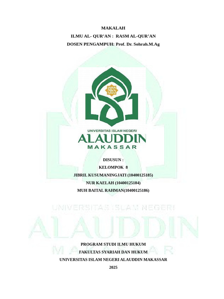 Rasm Al-Qur'an: Sejarah dan Kaidahnya | PDF