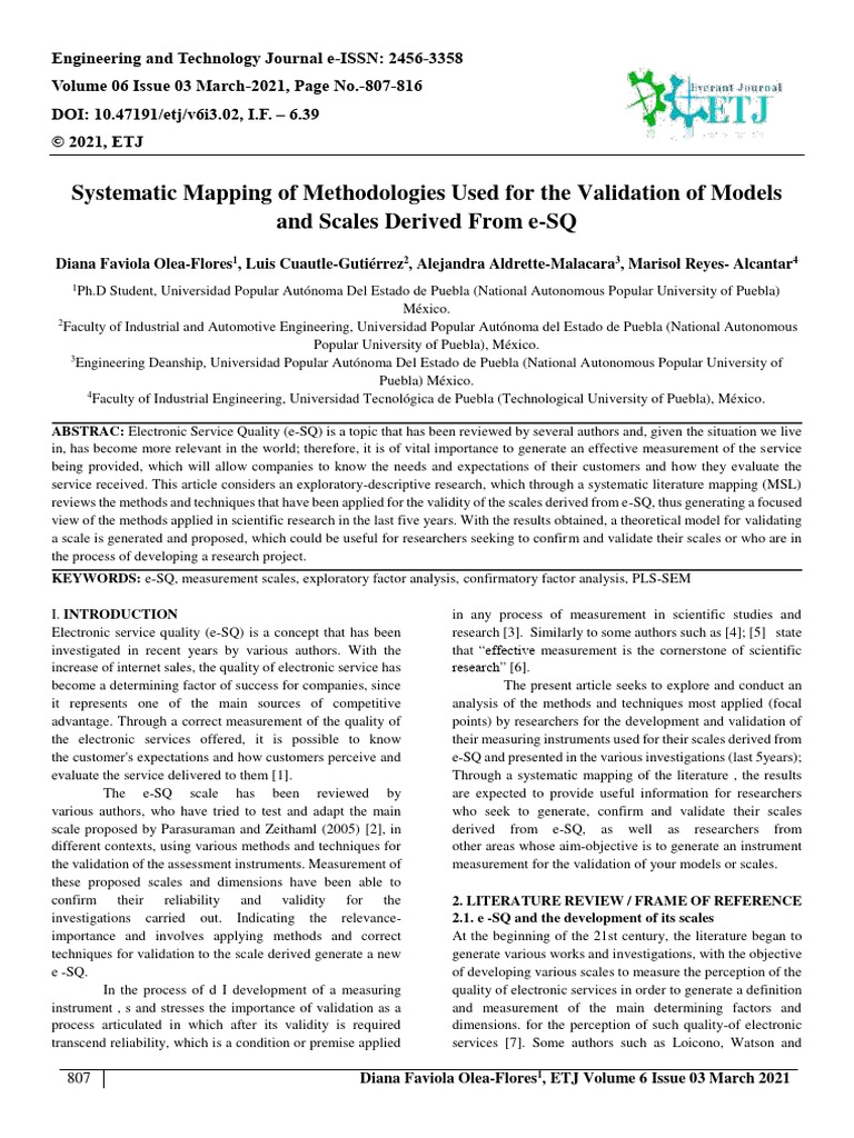 Systematic Mapping of Methodologies Used | PDF | Validity (Statistics ...
