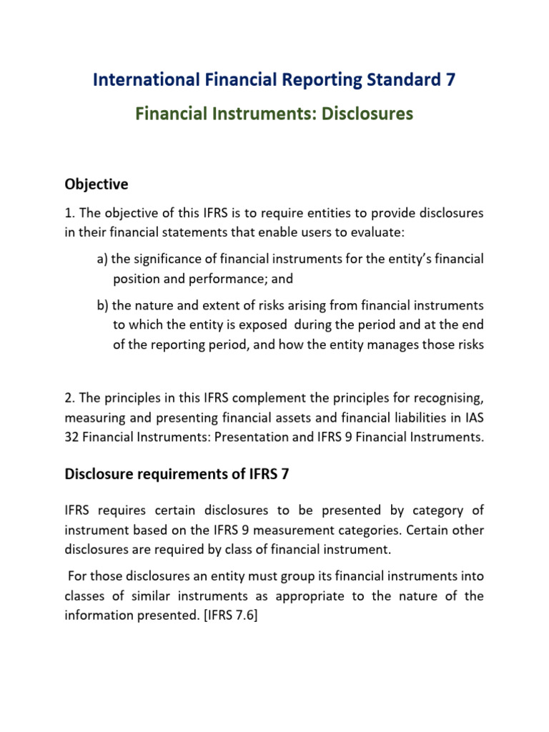 IFRS 7 | PDF | Fair Value | Income Statement