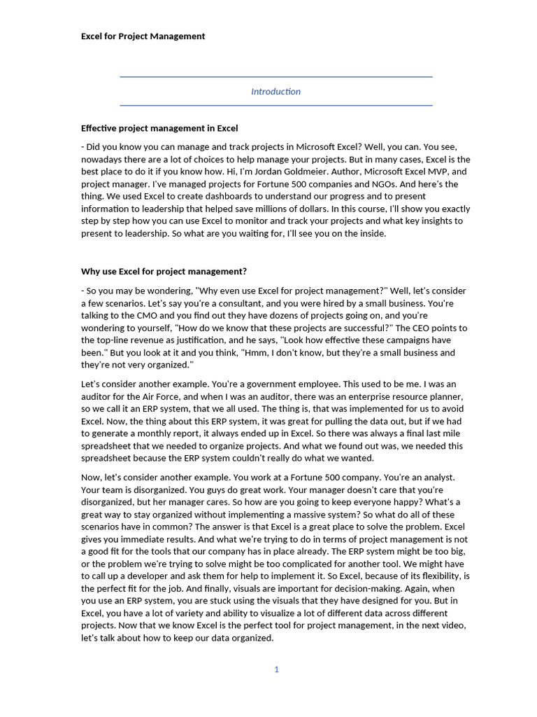 Project Management with Excel Guide | PDF | Microsoft Excel