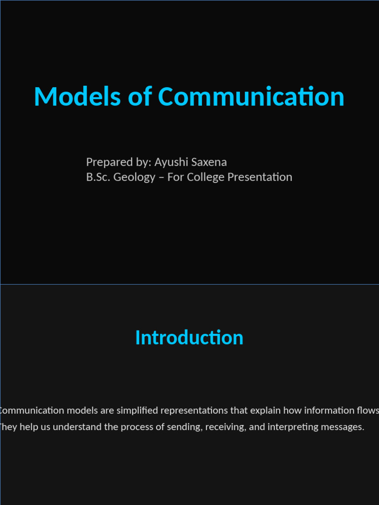 Models of Communication Ayushi Saxena | PDF