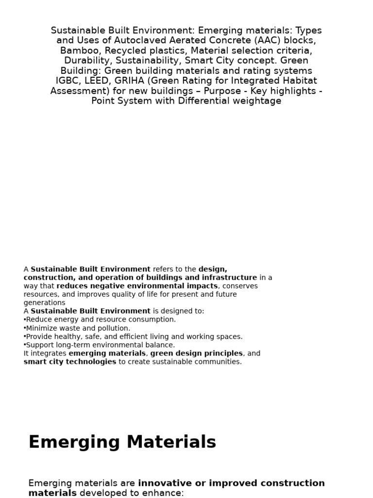 Sustainable Materials for Green Building | PDF | Green Building | Concrete