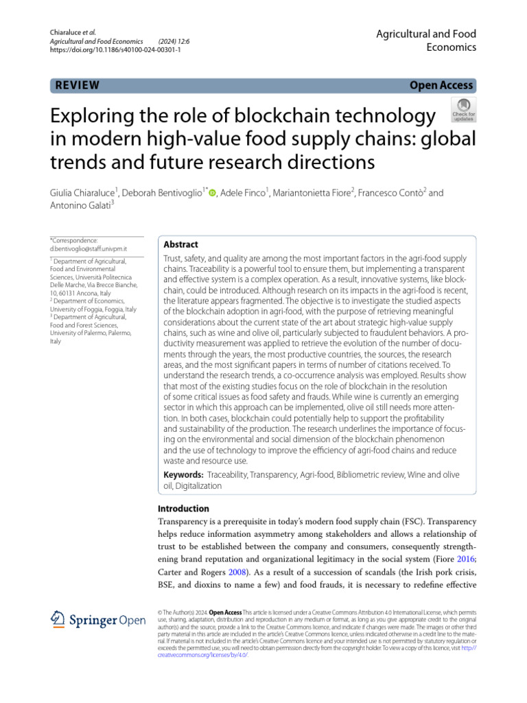 Blockchain in High-Value Food Supply Chains | PDF | Supply Chain ...