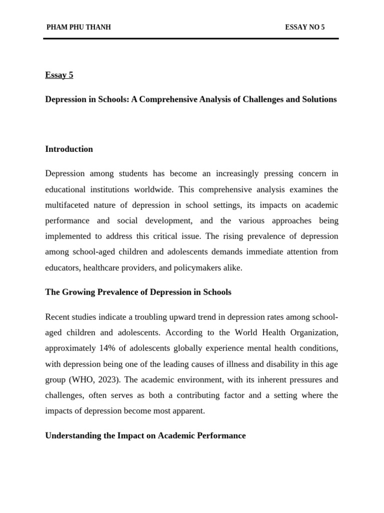 Essay 5 | PDF | Major Depressive Disorder | Mental Health