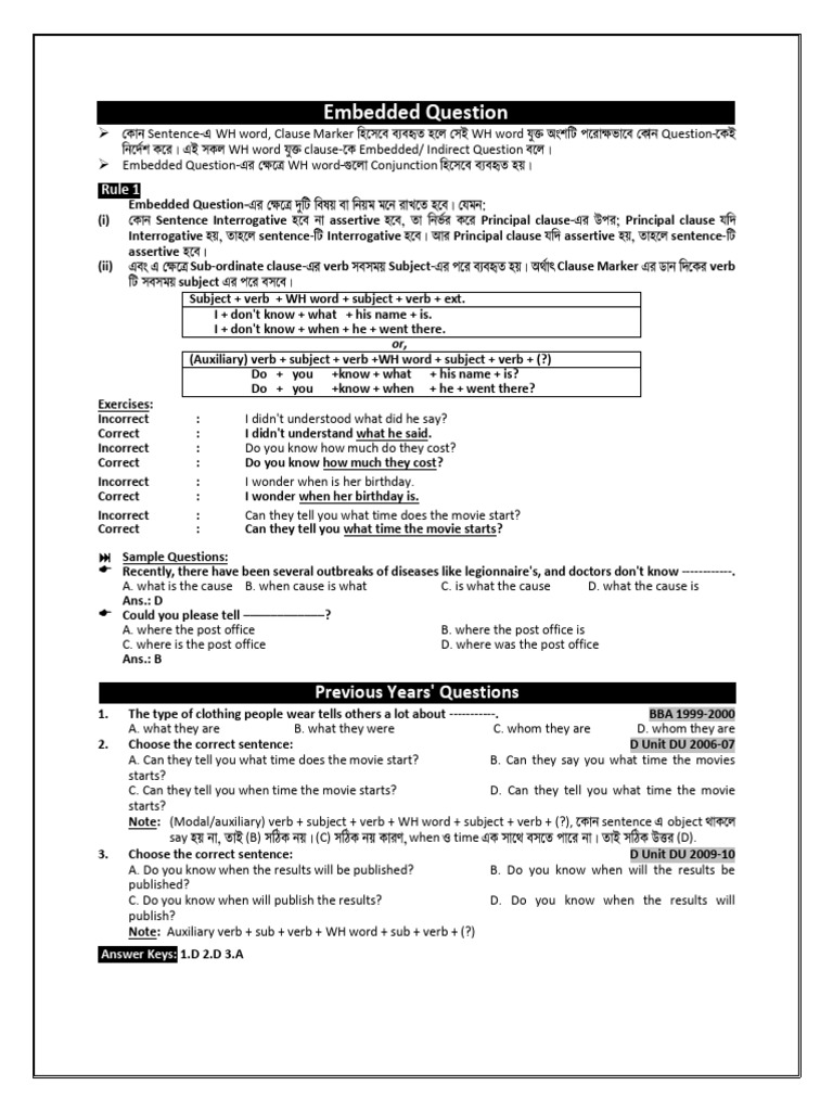 Embedded Question | PDF | Question | Clause