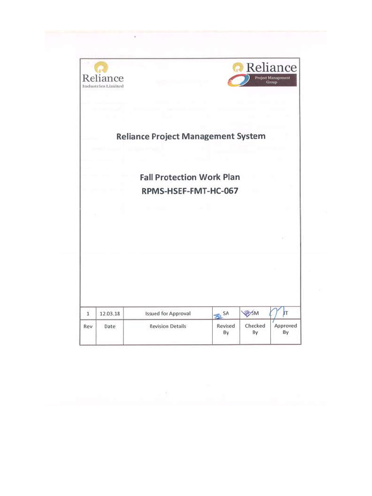 Fall Protection Work Plan Overview | PDF
