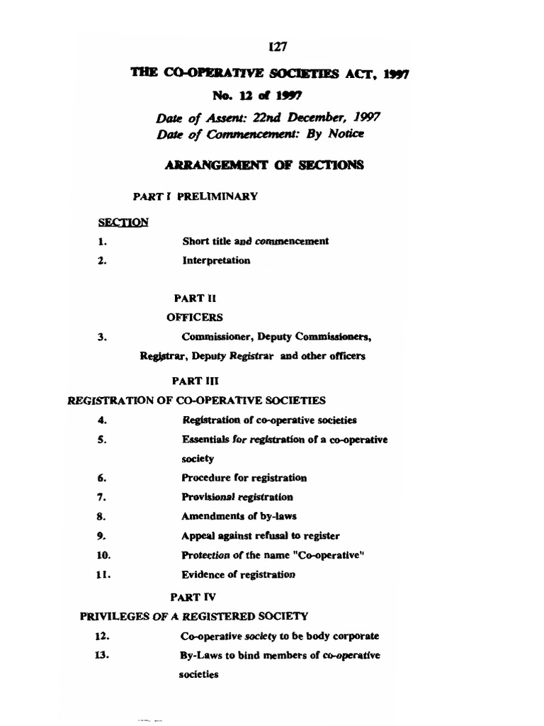 Co-operative Societies Act Overview | PDF | Cooperative | Audit