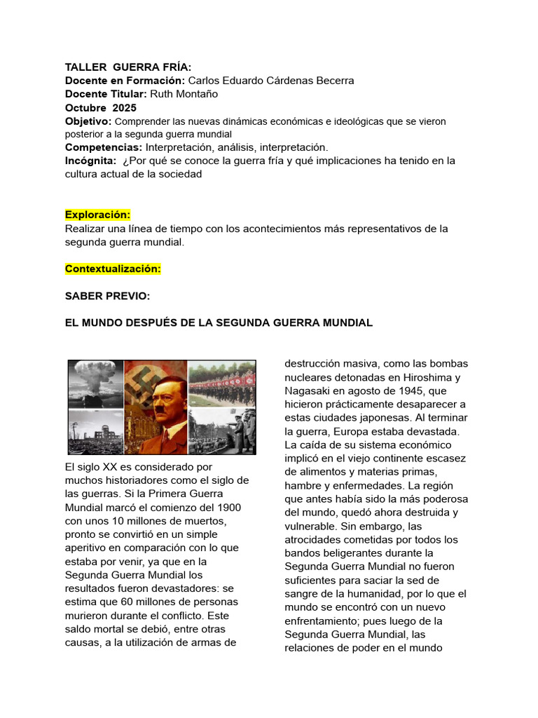 Dinámicas de la Guerra Fría y su Impacto | PDF | Guerra Fría | Unión ...