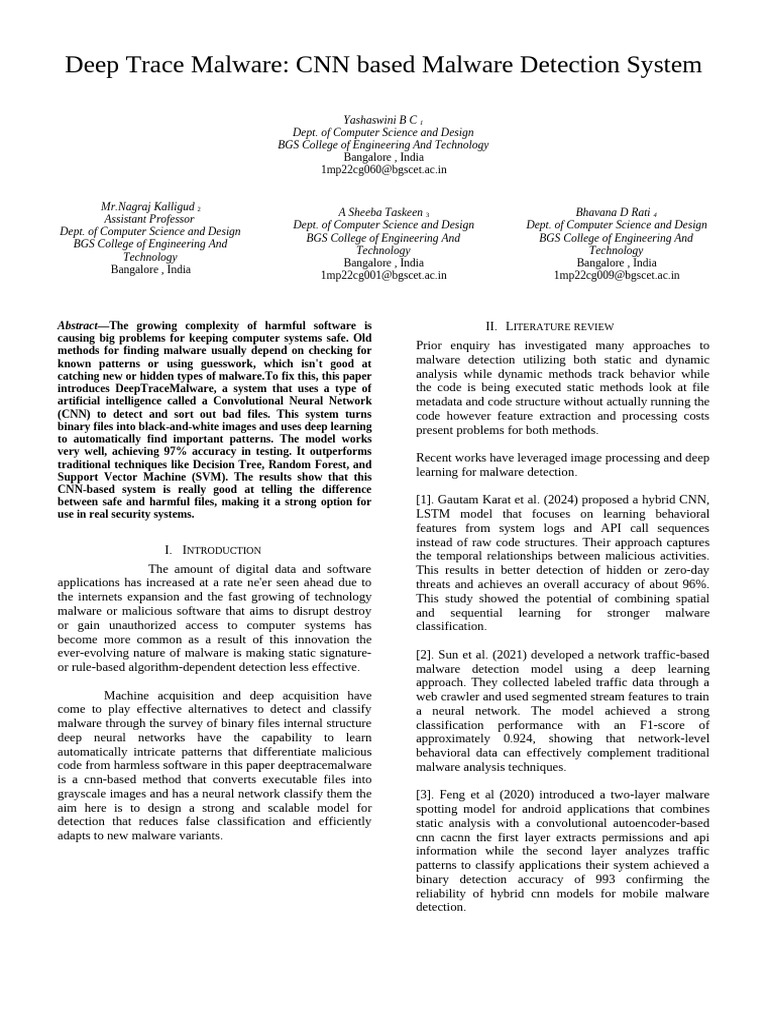 CNN-Based Malware Detection System | PDF | Deep Learning | Malware