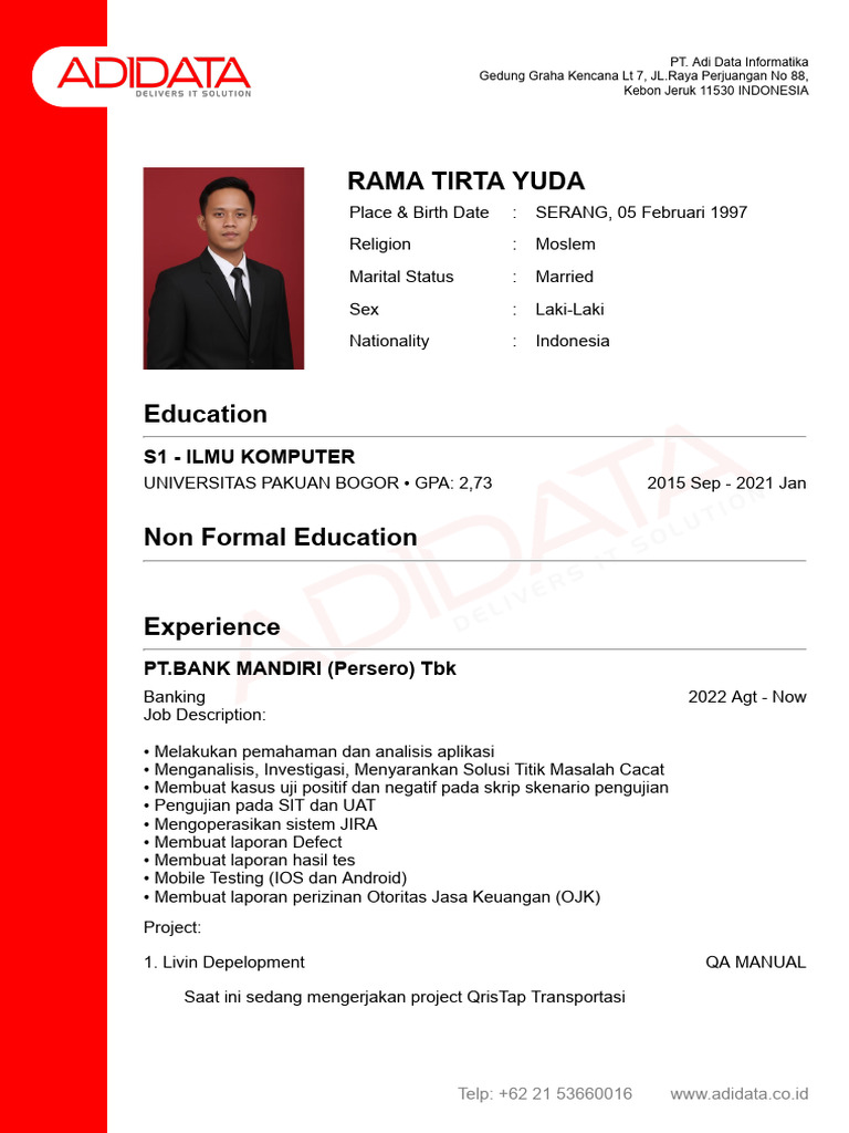 Rama Tirta Yuda - CV - Adidata | PDF
