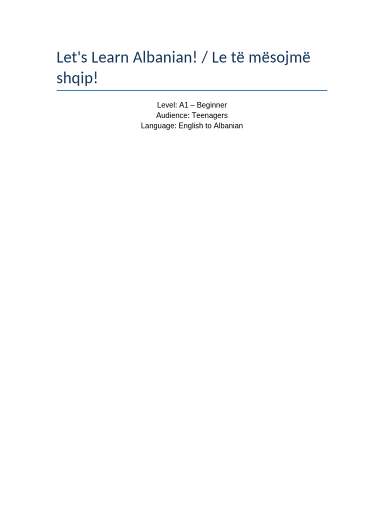 Albanian Greetings for Beginners | PDF