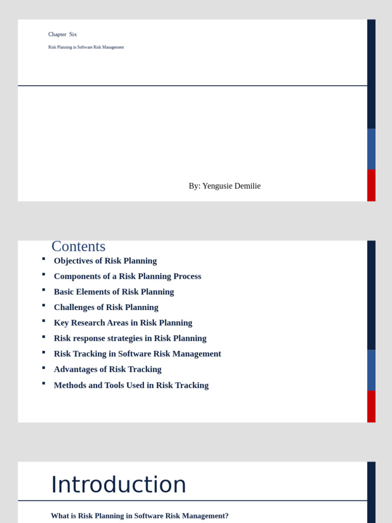 Chapter Six-Risk Planning & Tracking | PDF | Risk Management | Risk