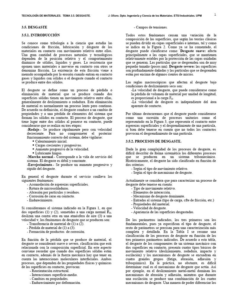 Tipos y Procesos de Desgaste en Materiales | PDF | Fatiga (material ...