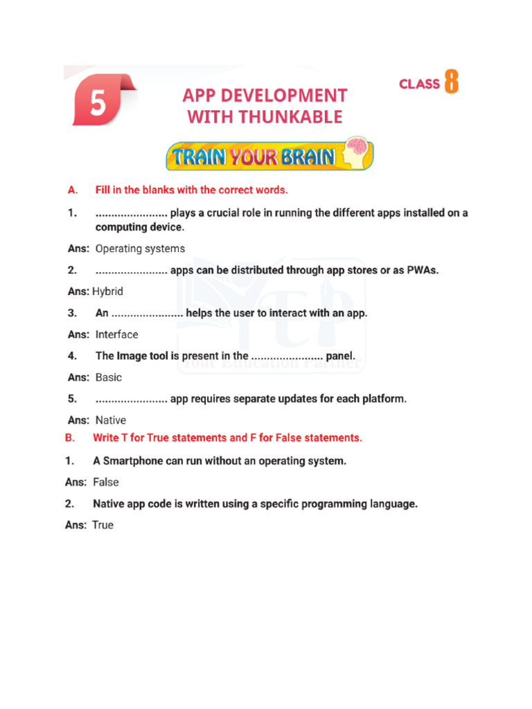 Grade 8 Chapter 5 App Development With Thunkable Solution | PDF