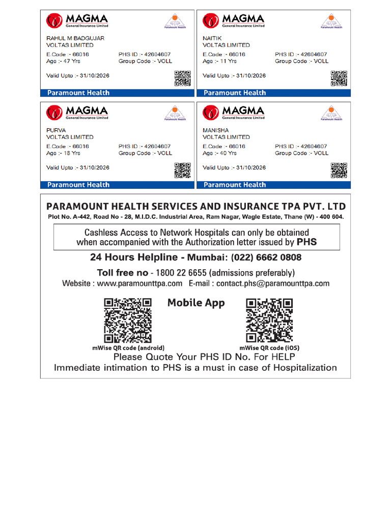 Ecard Paramount Health Care | PDF